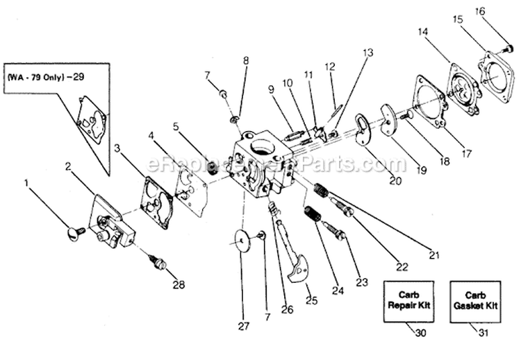 Page A Diagram and Parts List for XR-75  Weed Eater Trimmer